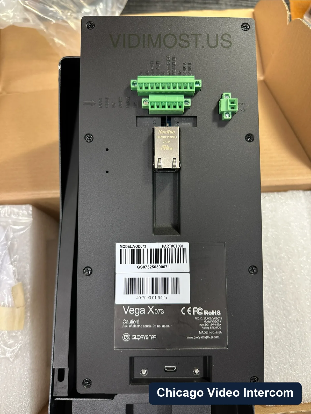 Back side of a 2N IP intercom controller with wiring terminals