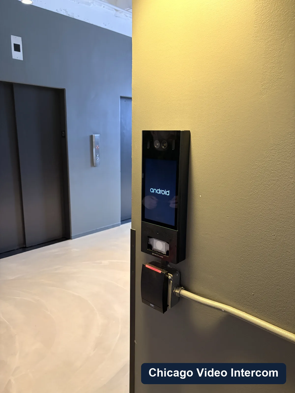Multi-tenant lobby video intercom panel mounted in Chicago