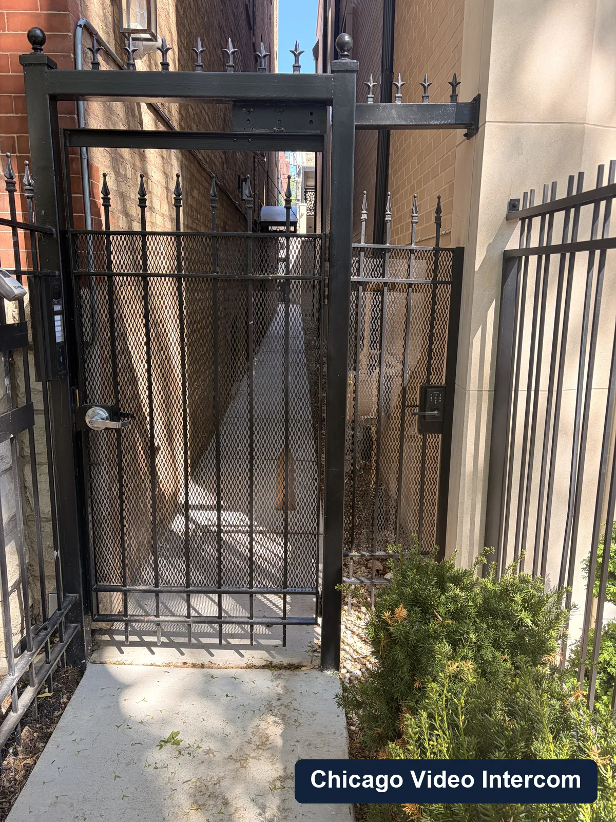 Chicago courtyard gate entry after video intercom planning